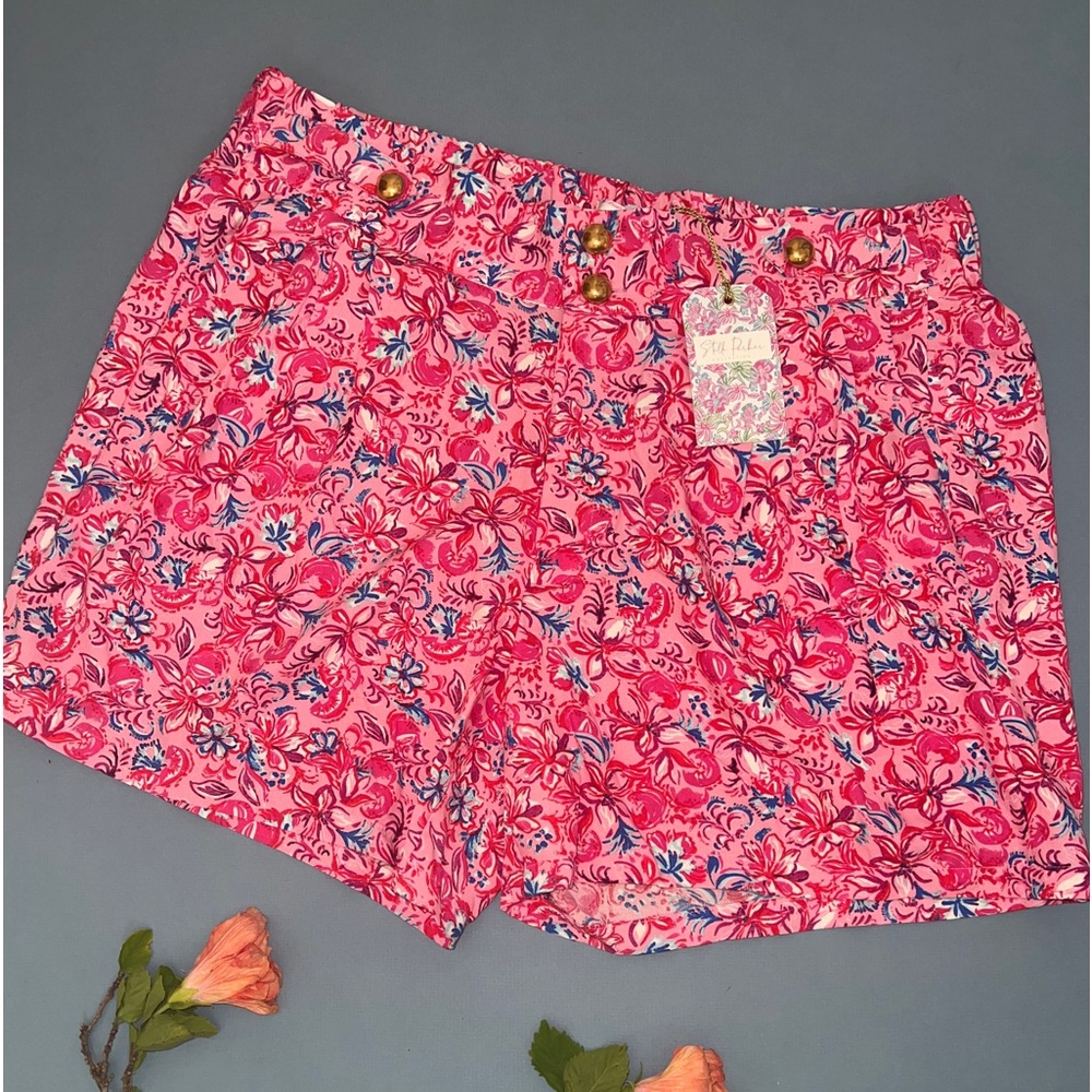 Pink Floral Elastic-Waist Women’s Shorts